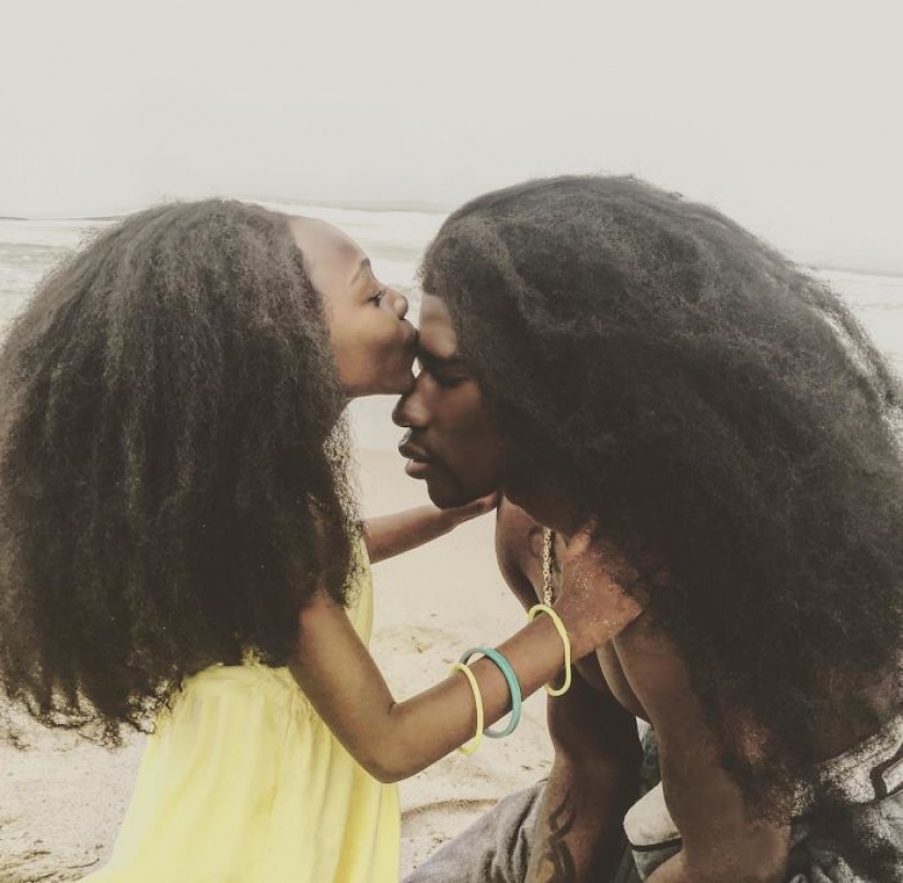 Father, daughter and their amazing hairstyles