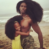 Father, daughter and their amazing hairstyles