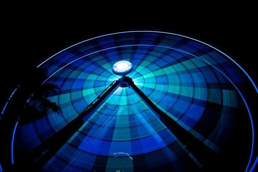 Ferris wheels on long exposure