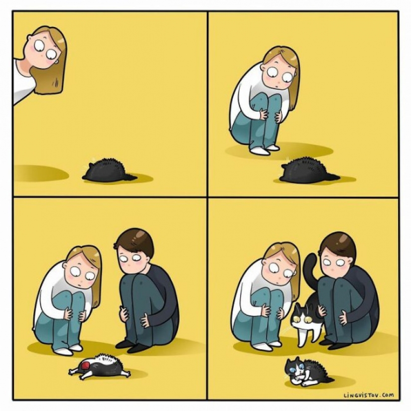 Gato comics Lingvistov, o Cómo Lirio del Valle Akhmetzyanova se convirtió en un ilustrador
