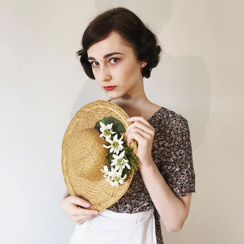 Girl recreates vintage images