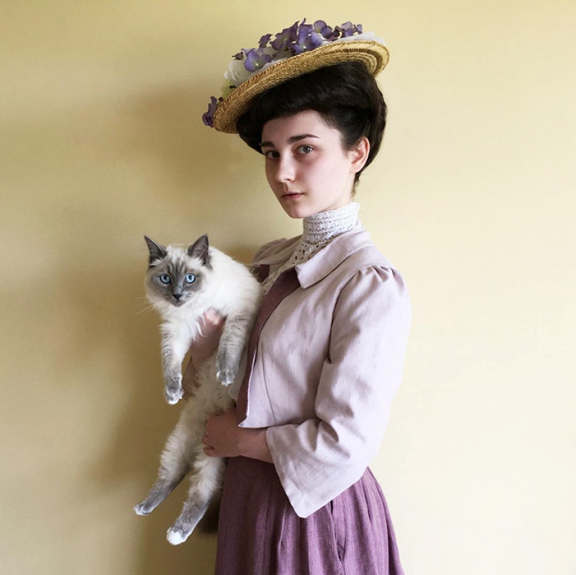 Girl recreates vintage images