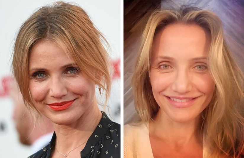 How 15 celebrities look in professional and home photos without filters