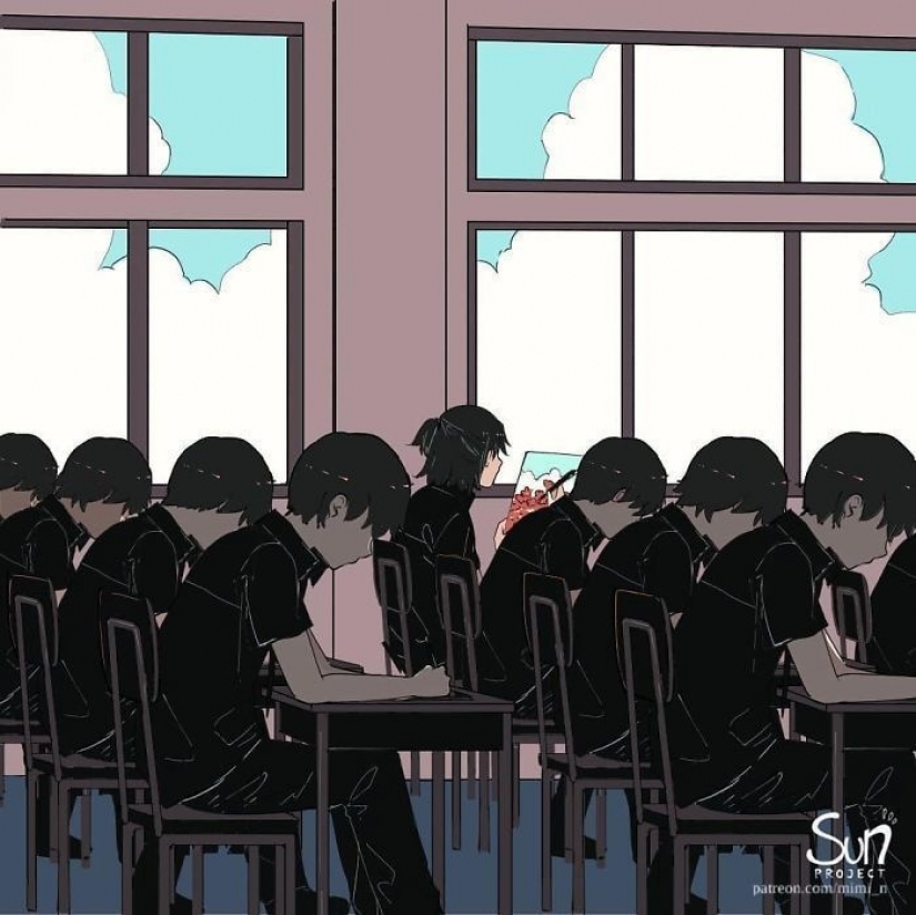 Ilustraciones que reflejan lo que está mal en nuestra sociedad.