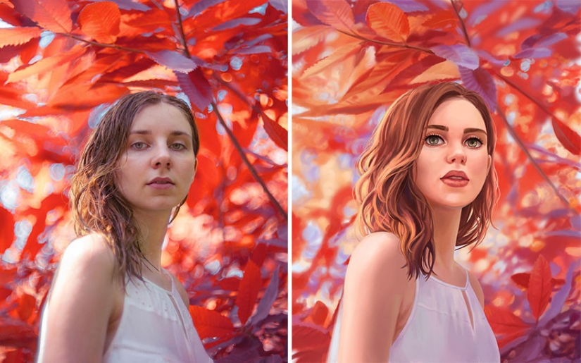 "I'm an artist, I see it that way!": 16 talented illustrators redraw portraits of girls "I'm an artist, I see it that way!": 16 talented illustrators redraw portraits of girls