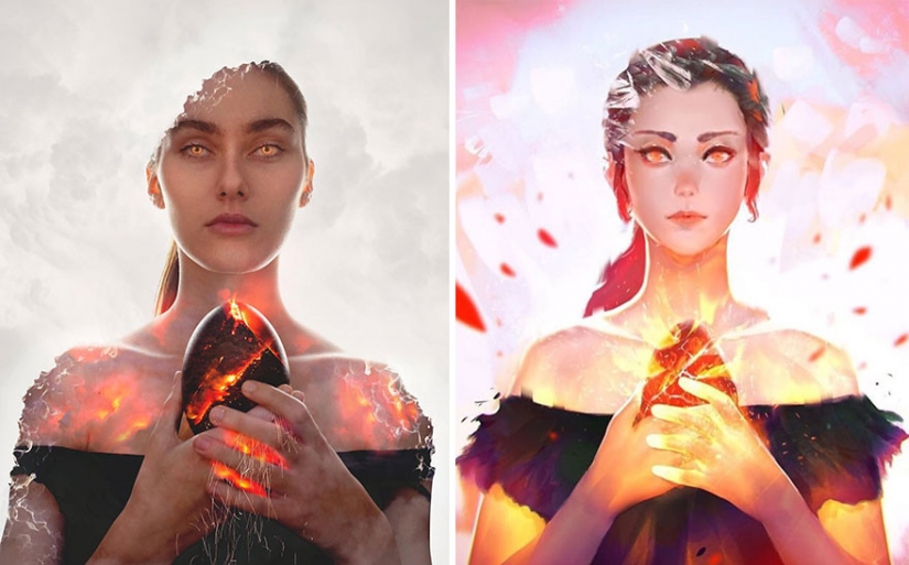 "I'm an artist, I see it that way!": 16 talented illustrators redraw portraits of girls "I'm an artist, I see it that way!": 16 talented illustrators redraw portraits of girls