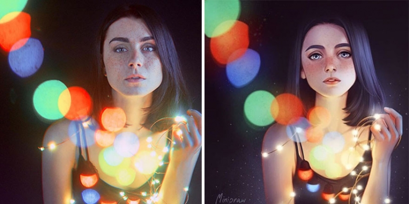 "I'm an artist, I see it that way!": 16 talented illustrators redraw portraits of girls "I'm an artist, I see it that way!": 16 talented illustrators redraw portraits of girls