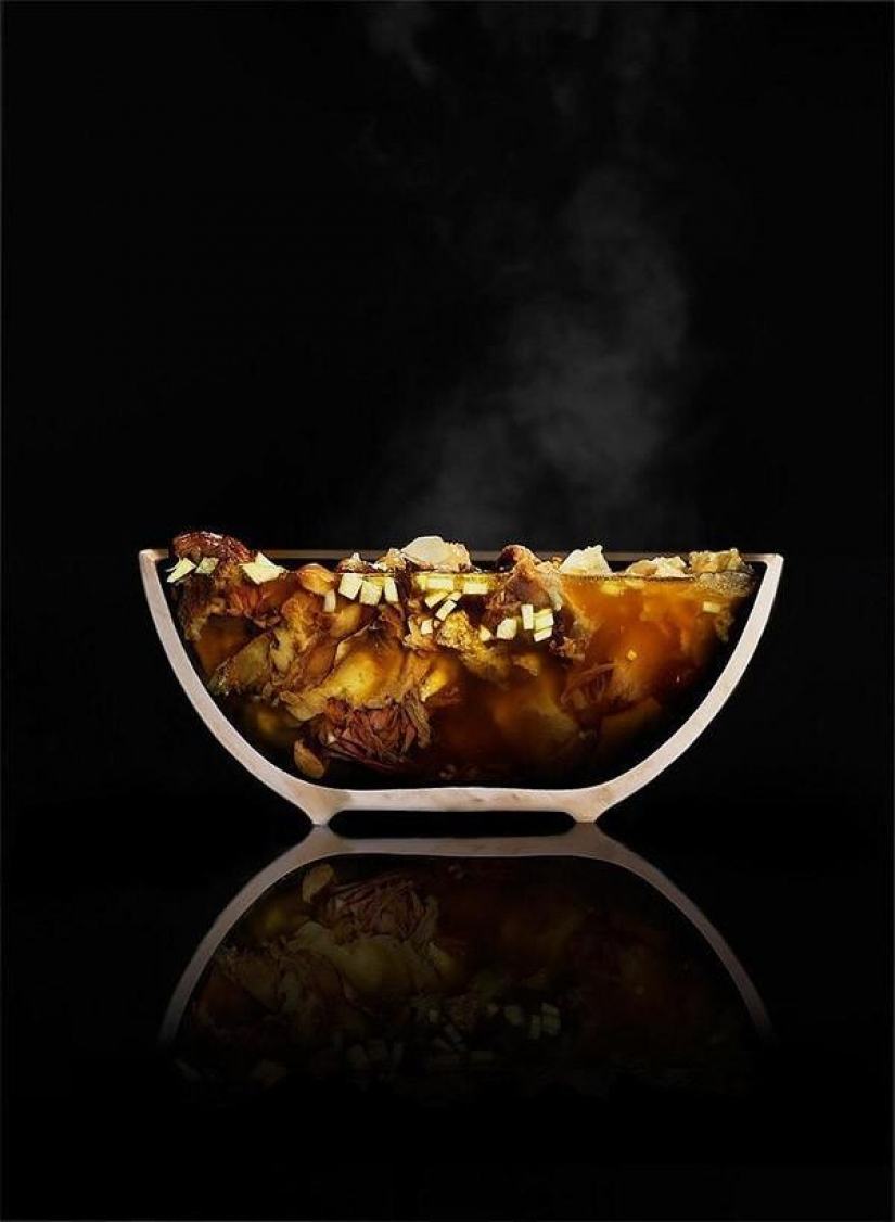 In half: the usual things, cut into pieces In half: the usual things, cut into pieces