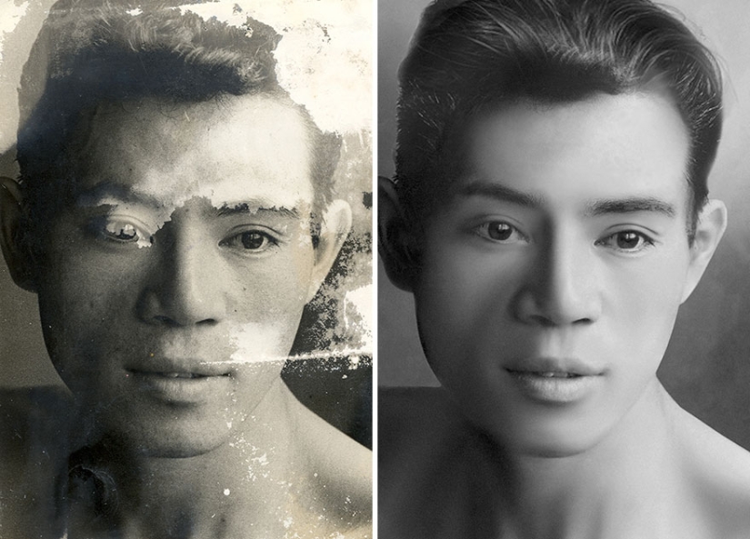 Incredible examples before and after restoring old photos from a Ukrainian retoucher Incredible examples before and after restoring old photos from a Ukrainian retoucher