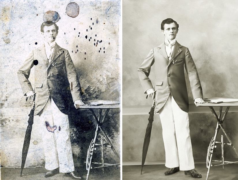 Incredible examples before and after restoring old photos from a Ukrainian retoucher Incredible examples before and after restoring old photos from a Ukrainian retoucher