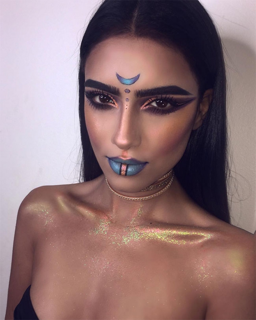 Iranian artist with a make-up made the signs of the zodiac, sexy