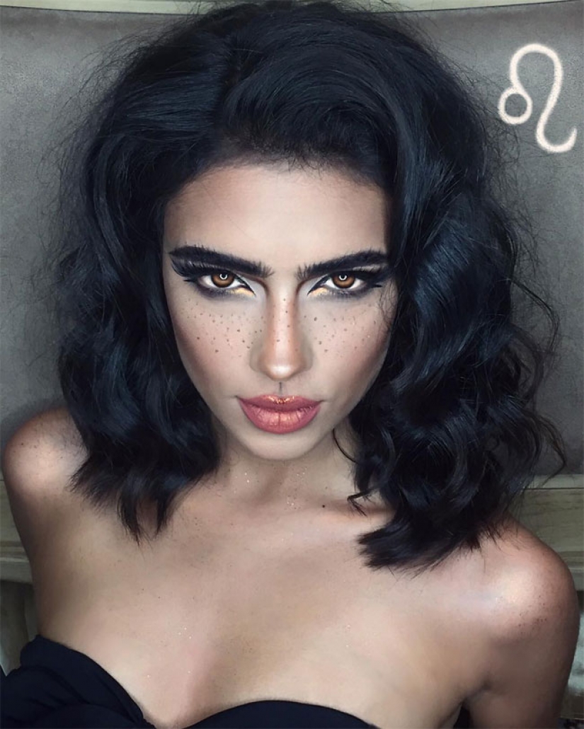 Iranian artist with a make-up made the signs of the zodiac, sexy