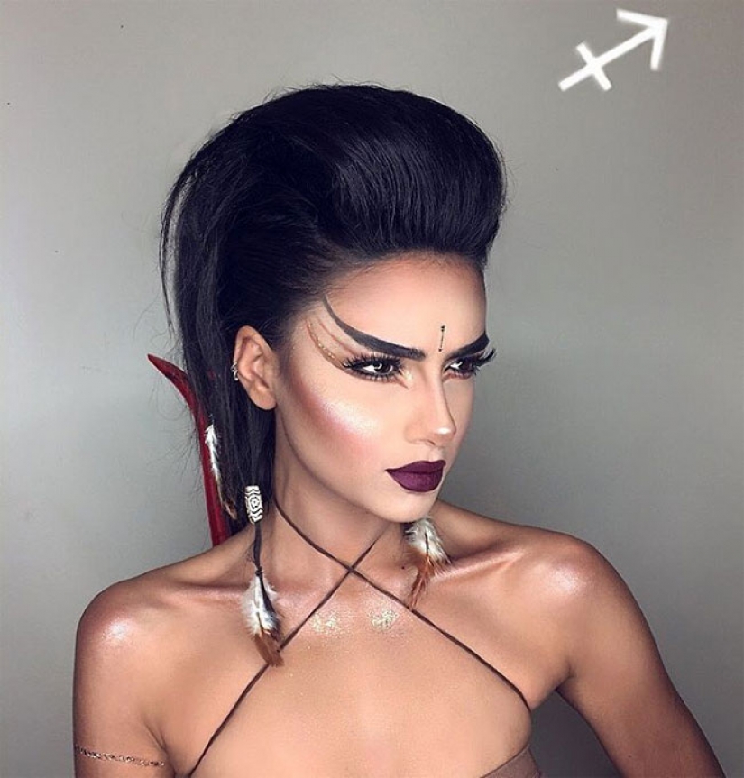 Iranian artist with a make-up made the signs of the zodiac, sexy