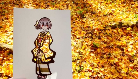 Japonés artista pinta sus ilustraciones con la ayuda de la naturaleza Japonés artista pinta sus ilustraciones con la ayuda de la naturaleza