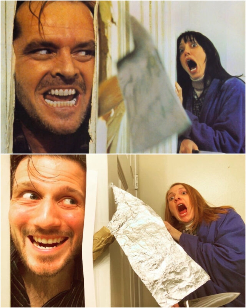 La familia creativa recreó los famosos carteles de películas para no aburrirse en cuarentena