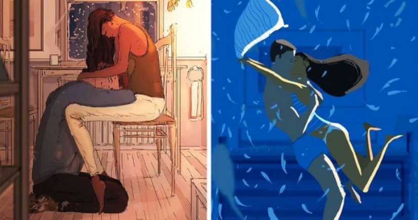 Lámpara ilustraciones del artista sobre los pequeños encantos de la vida matrimonial