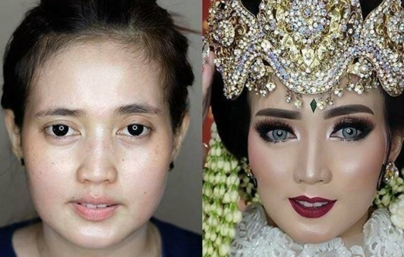 Miracles of wedding makeup Asian brides before and after makeup look like different people