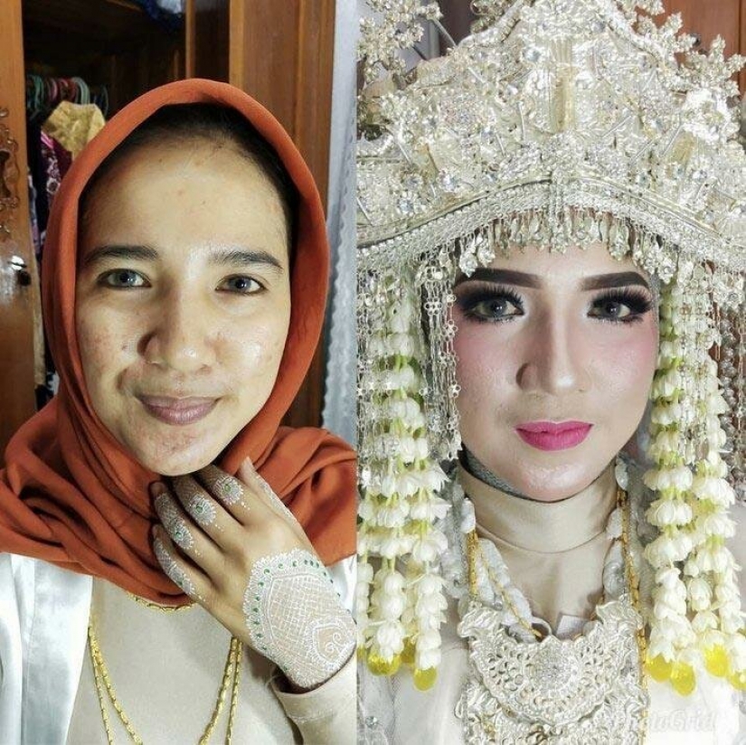 Miracles of wedding makeup Asian brides before and after makeup look like different people