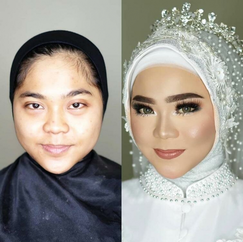 Miracles of wedding makeup Asian brides before and after makeup look like different people