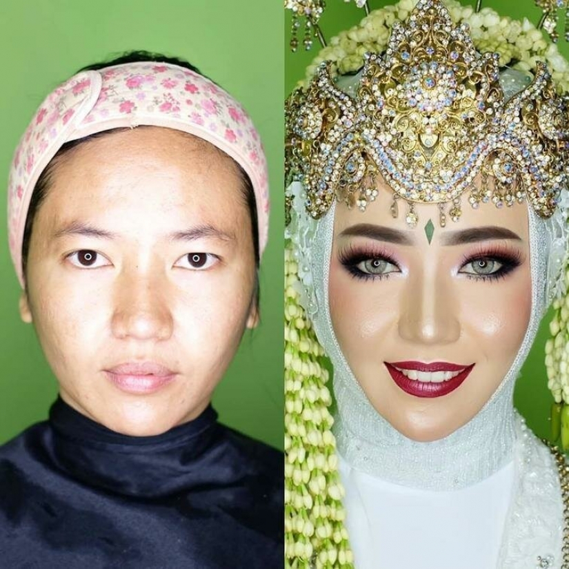 Miracles of wedding makeup Asian brides before and after makeup look like different people