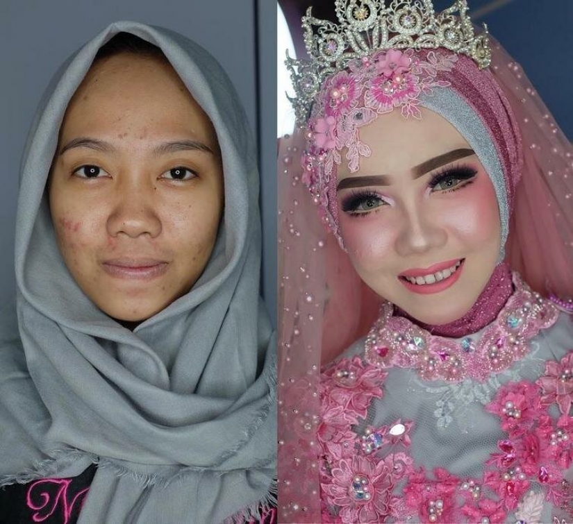 Miracles of wedding makeup Asian brides before and after makeup look like different people