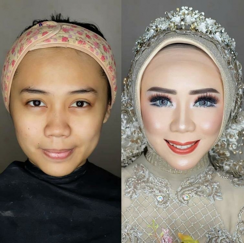 Miracles of wedding makeup Asian brides before and after makeup look like different people