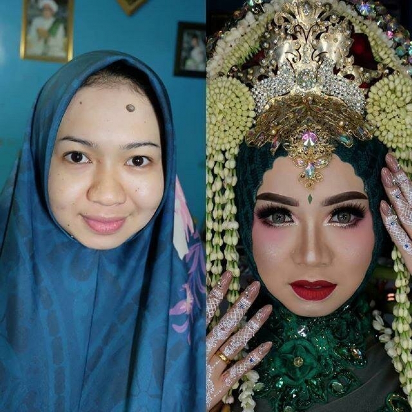 Miracles of wedding makeup Asian brides before and after makeup look like different people