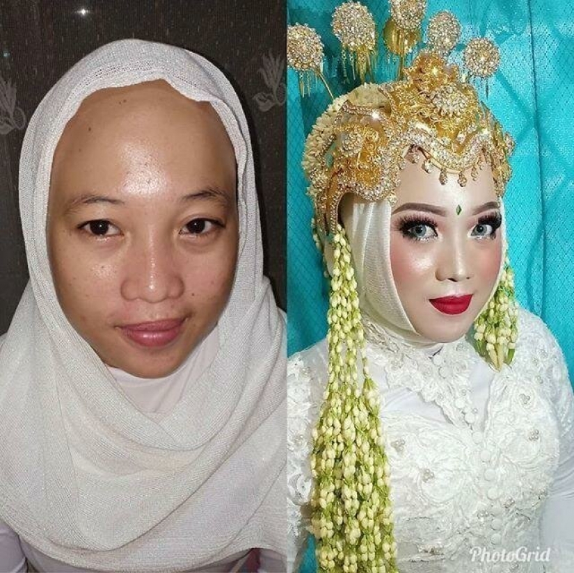 Miracles of wedding makeup Asian brides before and after makeup look like different people