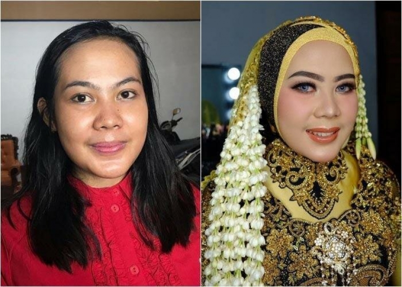 Miracles of wedding makeup Asian brides before and after makeup look like different people