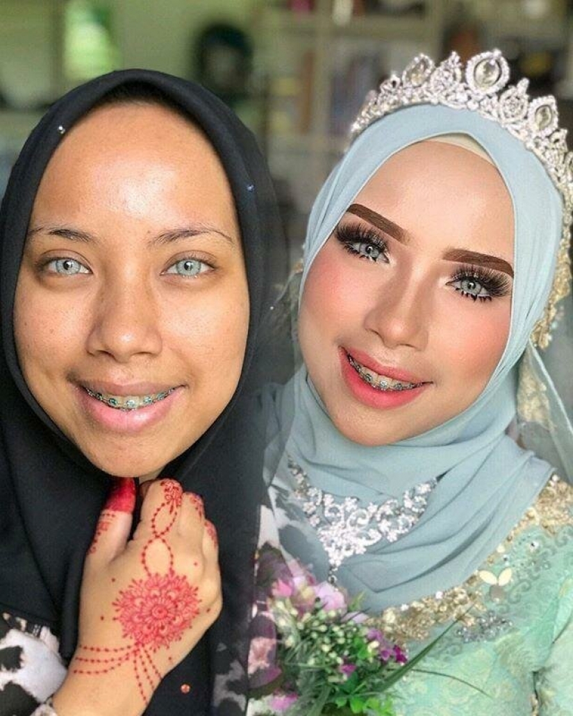 Miracles of wedding makeup Asian brides before and after makeup look like different people