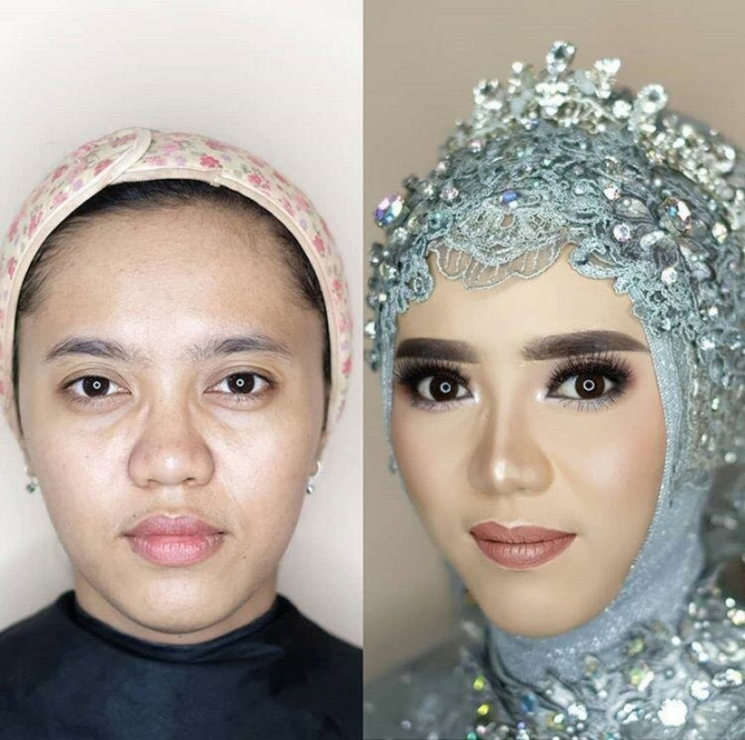 Miracles of wedding makeup Asian brides before and after makeup look like different people