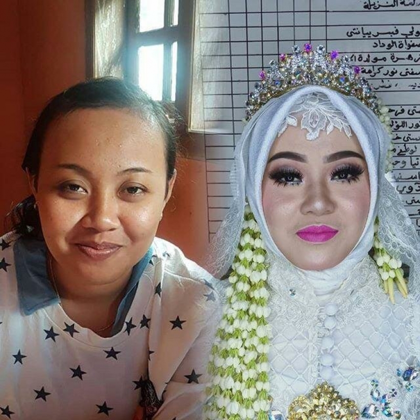 Miracles of wedding makeup Asian brides before and after makeup look like different people