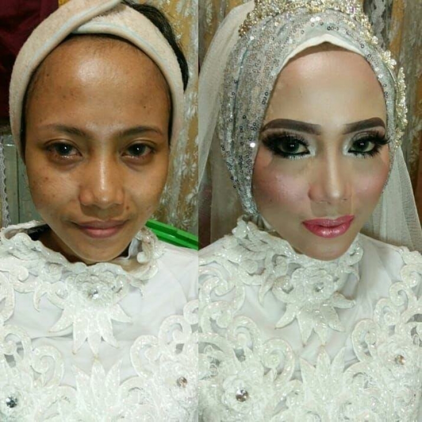 Miracles of wedding makeup Asian brides before and after makeup look like different people
