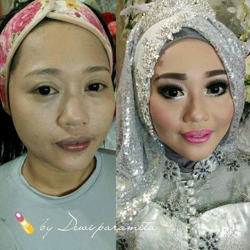 Miracles of wedding makeup Asian brides before and after makeup look like different people