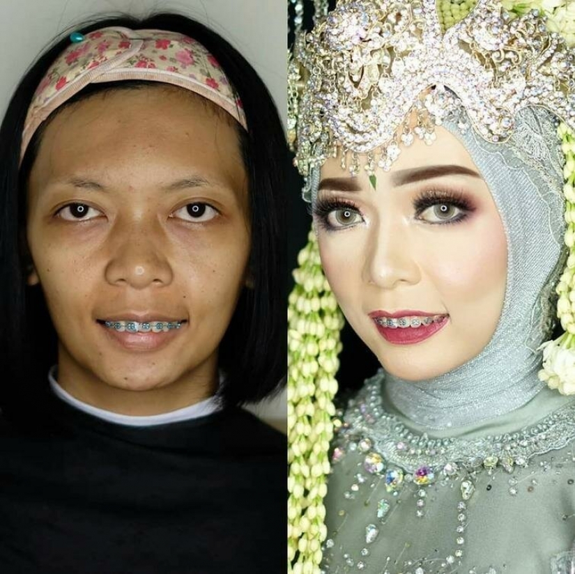 Miracles of wedding makeup Asian brides before and after makeup look like different people