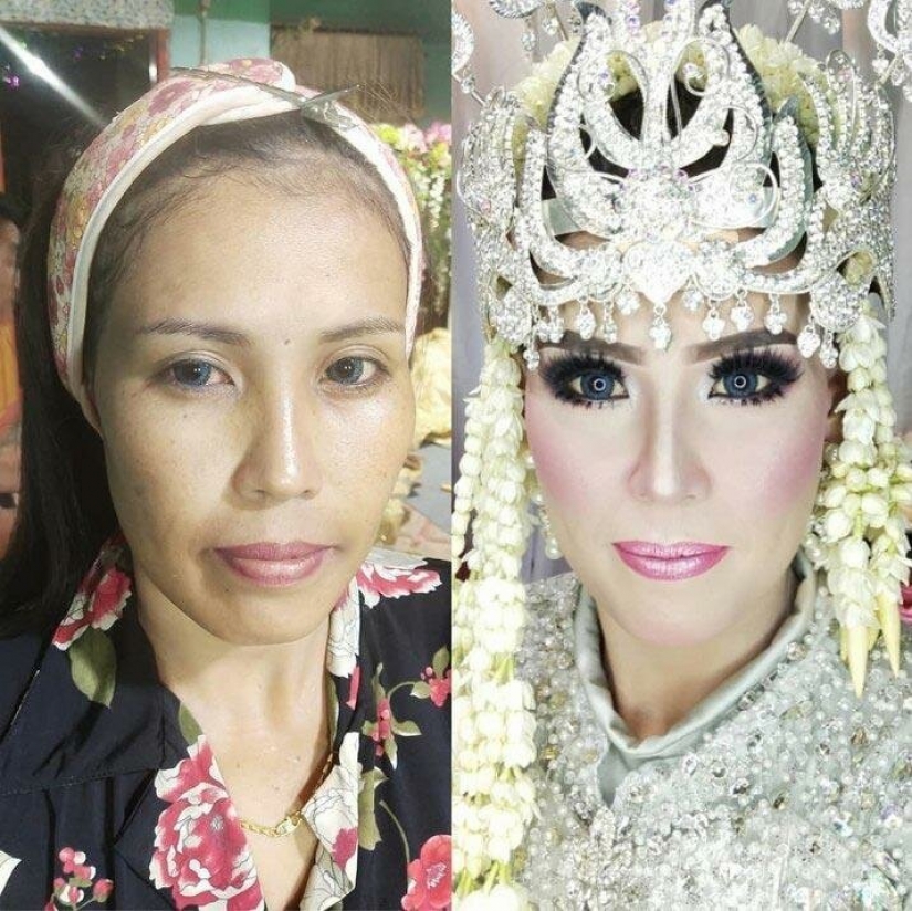 Miracles of wedding makeup Asian brides before and after makeup look like different people
