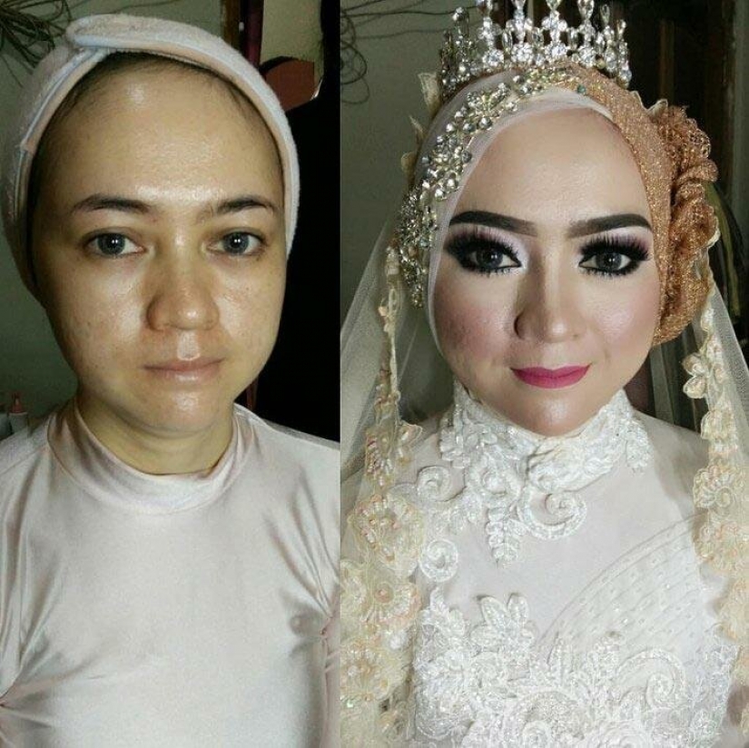 Miracles of wedding makeup Asian brides before and after makeup look like different people