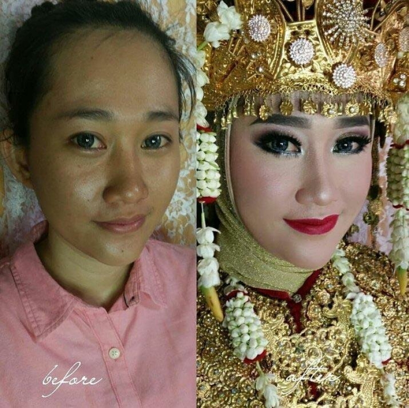 Miracles of wedding makeup Asian brides before and after makeup look like different people