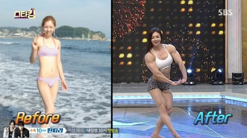"Muscle Barbie" from South Korea with an angelic face and the body of a monster
