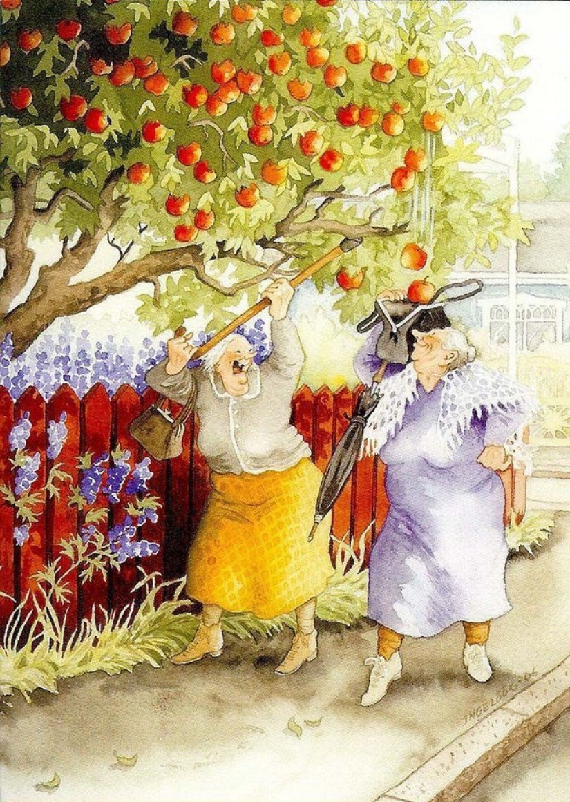 Naughty old ladies: a series of postcards with cheerful friends Naughty old ladies: a series of postcards with cheerful friends