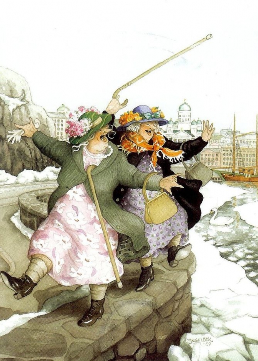 Naughty old ladies: a series of postcards with cheerful friends Naughty old ladies: a series of postcards with cheerful friends