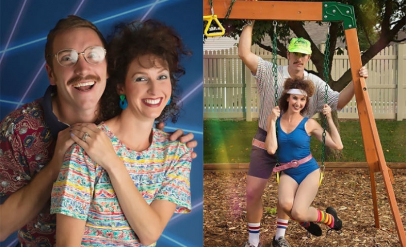 Para el 10 aniversario de su matrimonio, la pareja protagonizó una estúpida sesión de fotos al estilo de los años 80 Para el 10 aniversario de su matrimonio, la pareja protagonizó una estúpida sesión de fotos al estilo de los años 80