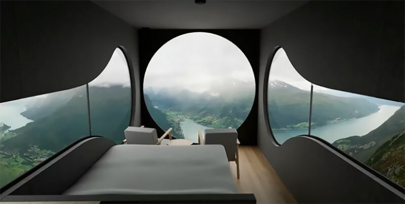 Pájaro cuadros con vistas de los fiordos y montañas de Noruega