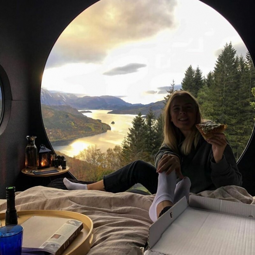 Pájaro cuadros con vistas de los fiordos y montañas de Noruega