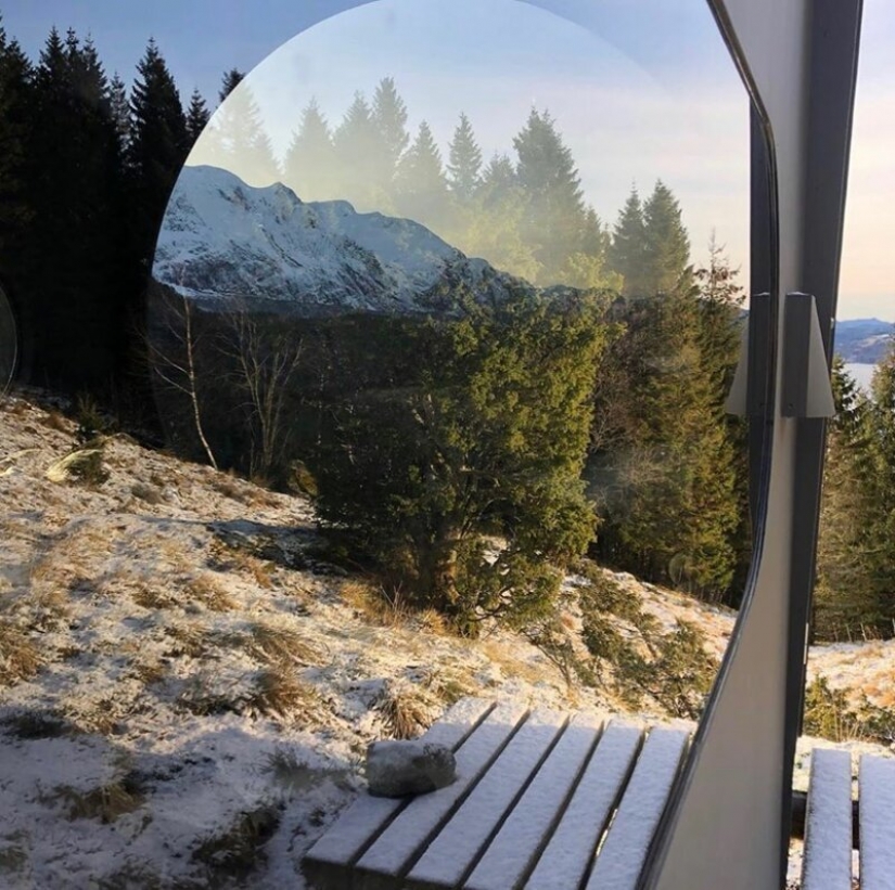 Pájaro cuadros con vistas de los fiordos y montañas de Noruega