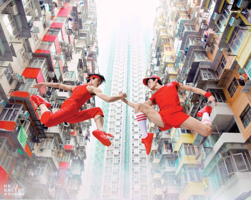Promotional posters showing Hong Kong dancers defying gravity