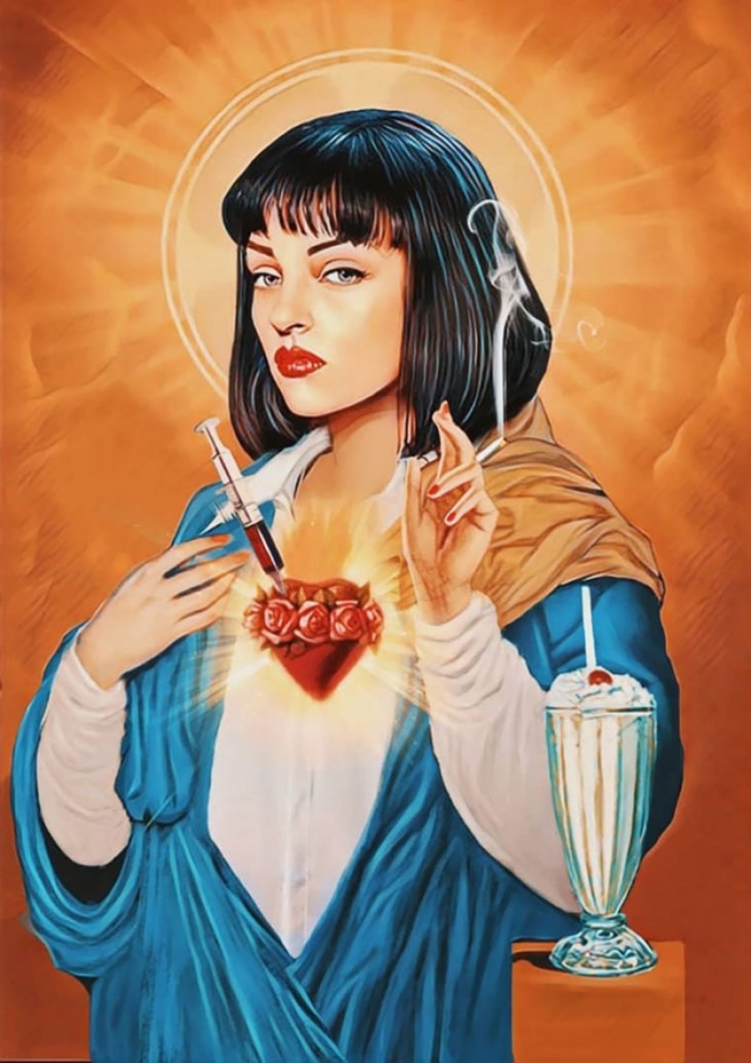 Saint Keanu and other celebrities in the image of saints