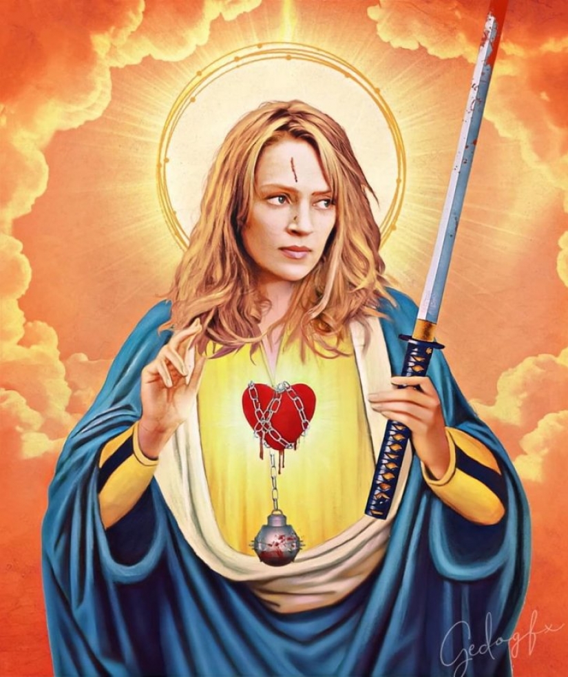Saint Keanu and other celebrities in the image of saints