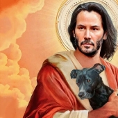 Saint Keanu and other celebrities in the image of saints