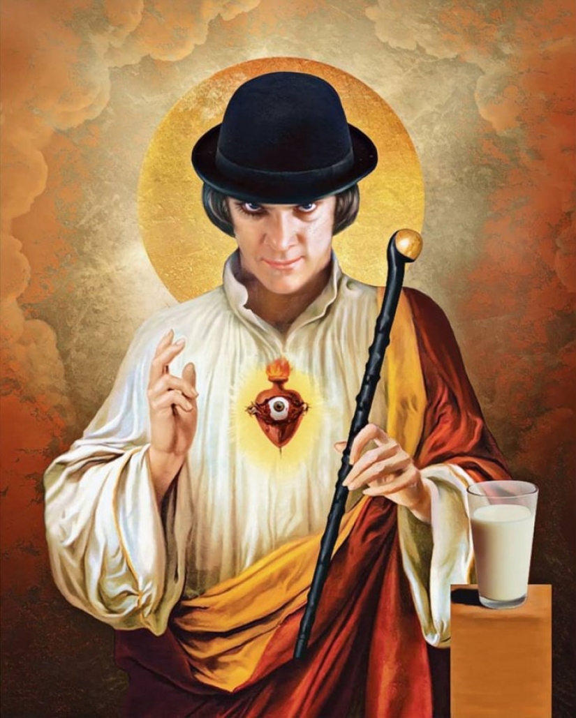 Saint Keanu and other celebrities in the image of saints